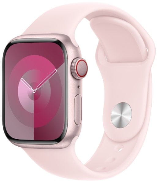 Apple Watch Series 9, Cellular, 41mm, Pink, Light Pink Sport Band - M/L (MRJ03QC/A)